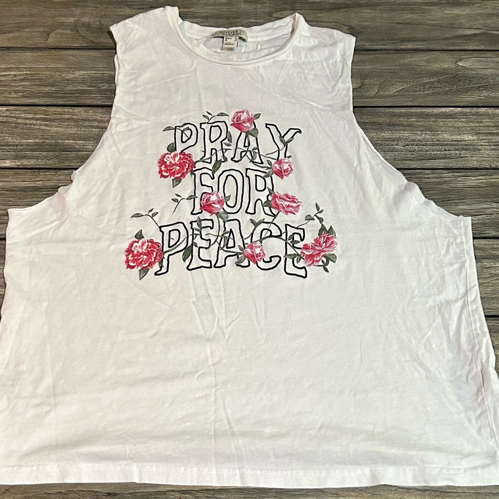 Cute white graphic muscle tee
